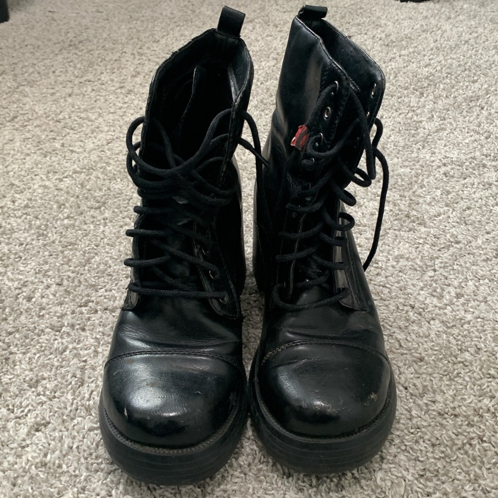Y2K No Boundaries Black Embroidered Moto Grunge Boots Size 7.5 - Picture 3 of 10